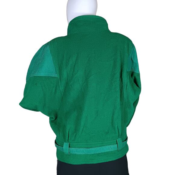 Vintage Winlit Women Jacket Size Medium Green Felt and Leather Panelsd - Picture 4 of 16